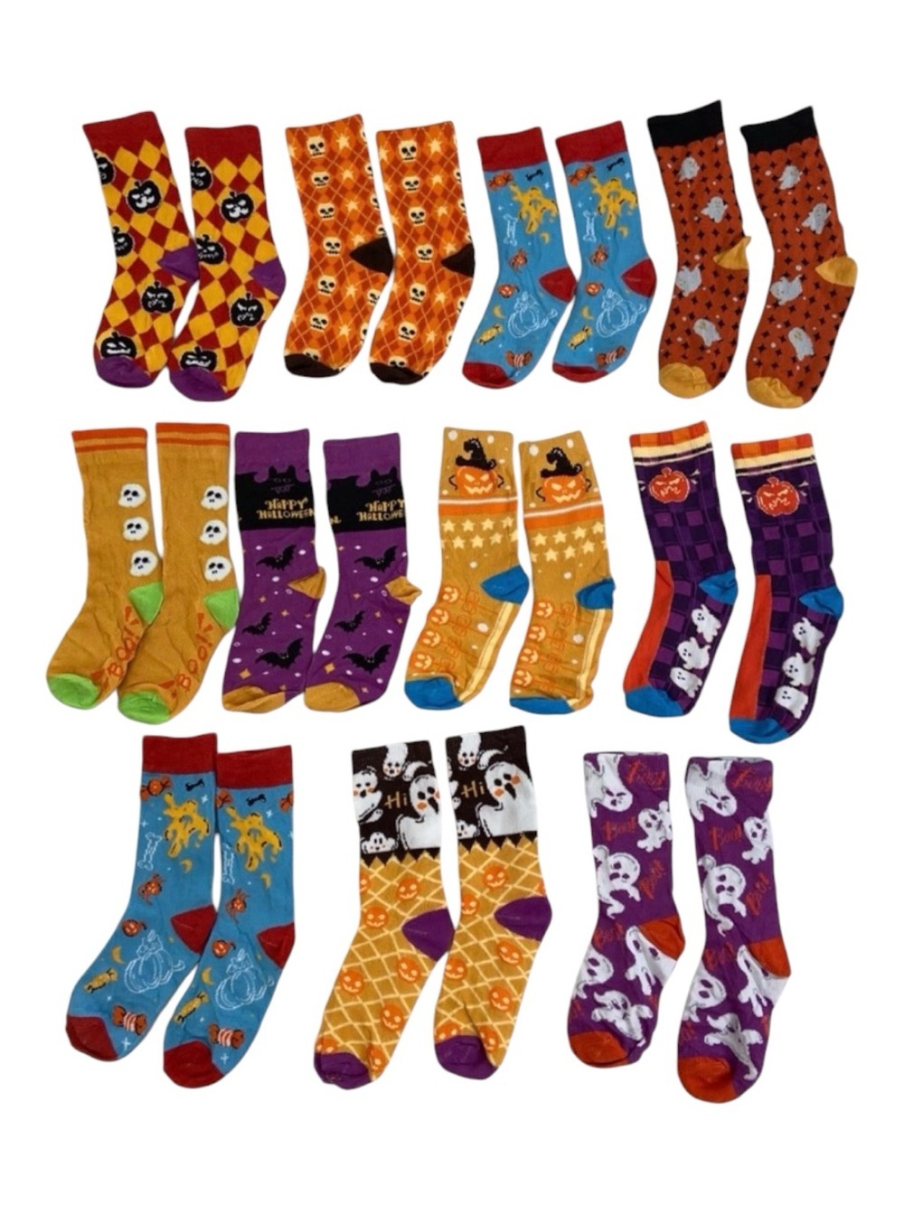 Multiple a Halloween socks pre washed but never worn 11 pairs kids medium